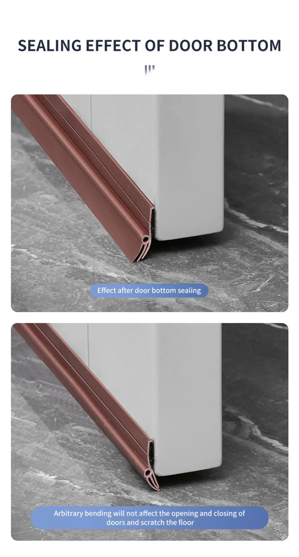 Description Picture 2 of itemDoor Bottom Sealing Strip Windproof Dust Stopper Guard Rain Weatherstrip Noise Reduction Insulator Sealer Home Hardware