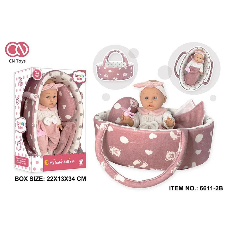 Muñeca de simulación de bebé sonriente con correa, juguete de