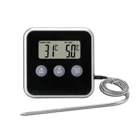 Digital Food Thermometer Probe BBQ Meat Water Oil Cooking Temperature Alarm Timer Kitchen Grill Oven Tester 2