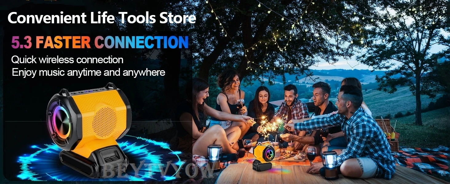 Bluetooth Speaker Compatible with Dewalt 20V Battery With USB Type-C Port Charge