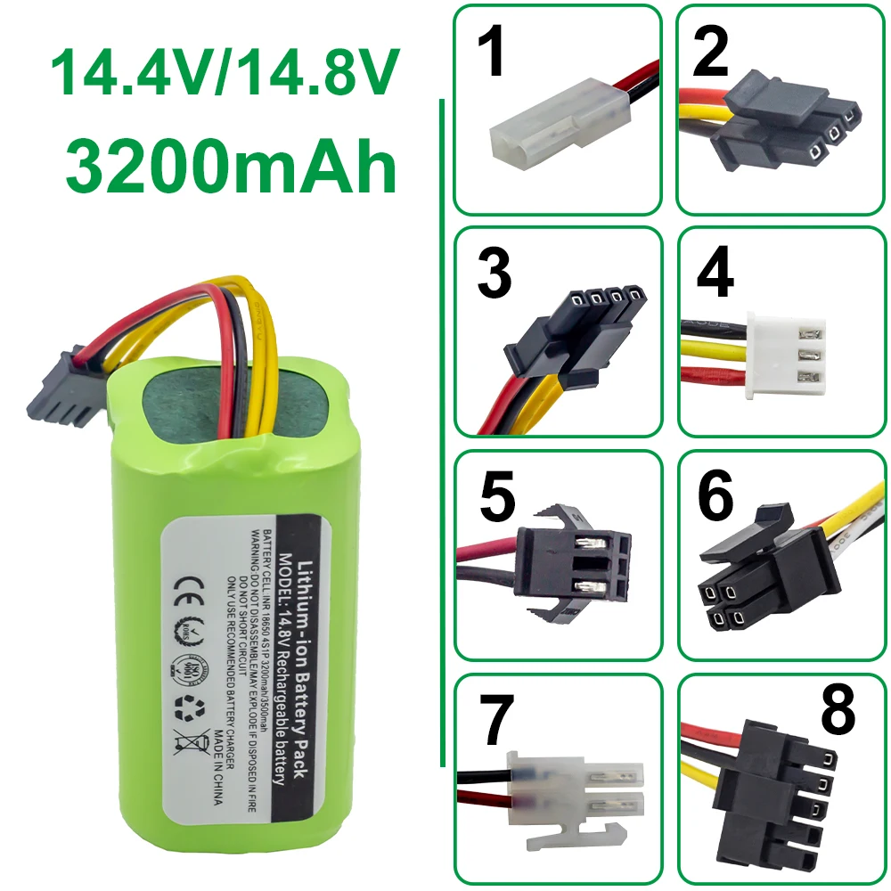 14.8V/14.8V 4S1P 3200mAh  Vacuum Cleaner Battery for Chuwi/Polaris/Kitfort/DIBEA/Ecovacs/iBoto iLife/Genio/Liectroux/Xiaomi