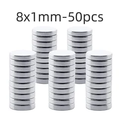 Versatile Strong Round Magnets for Home, Office, and DIY Projects (8x1mm - 50pcs)