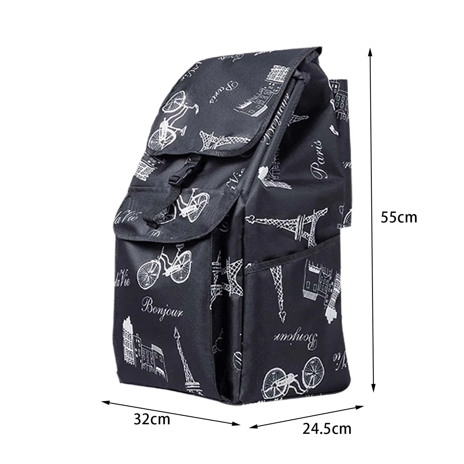Sacs De Caddie Imperméables - Filet Remplacement Panier - Poche Latérale Maille - Dimensions 34x24x55 Cm - Noir