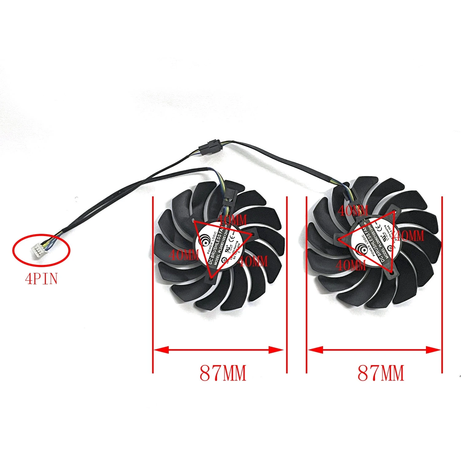 Ventilador de Refrigeração da Placa Gráfica Ventilador Gpu rx 5700xt Pld09210s12hh 4pin 87 mm para Msi rx 5600 xt Mech rx 5700 5700 xt Mech Novo - Imagem 2