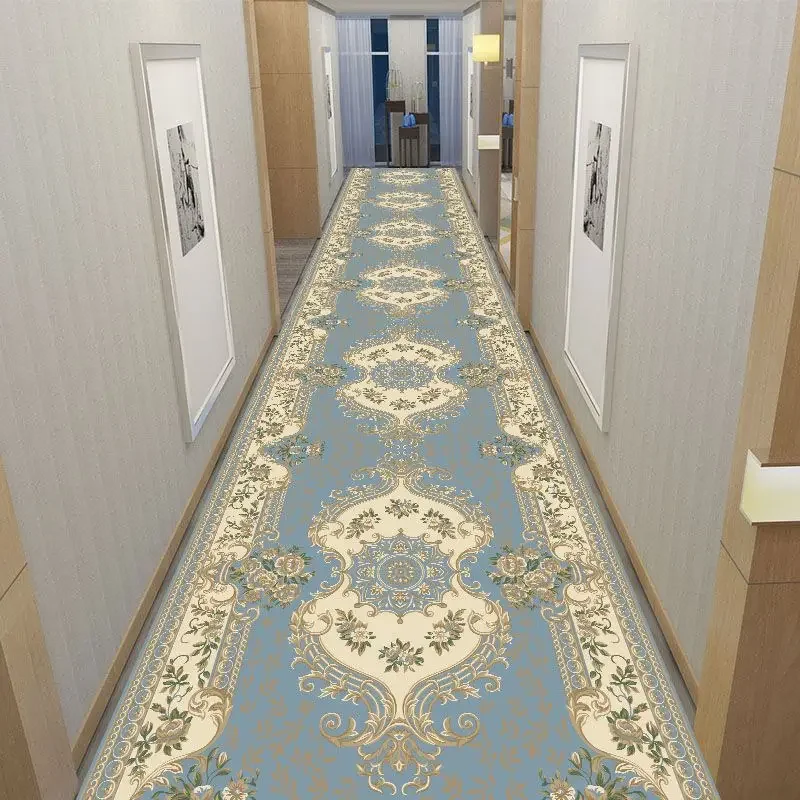 European Style Aisle Walkway Carpet Hallway Decor Area Rug Luxury Corridor Long Runner Passageway Doorway Floor Mats Non-slip