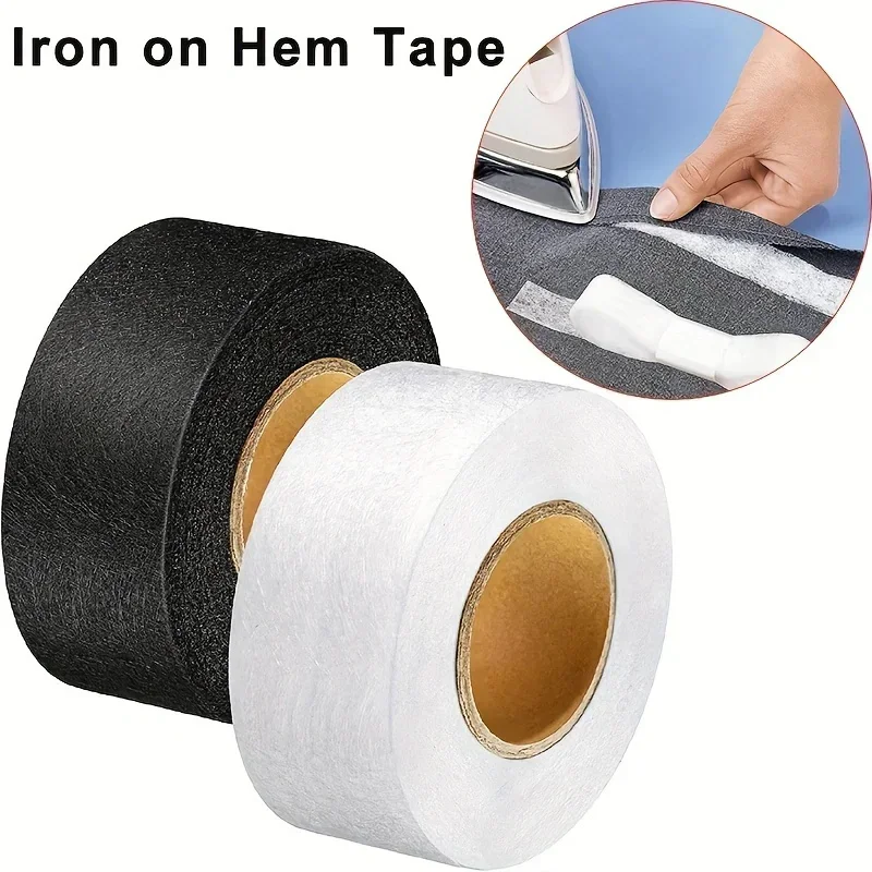 2 rolle Schwarz Weiß doppelseitige Interlining Klebstoff Stoff Kleidung Eisen Auf Saum Band Interlining Web DIY Nähen patchwork Zugang – Detail 1