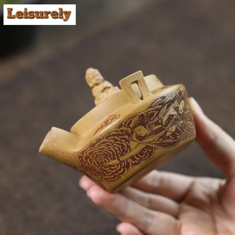 110ml Yixing Purple Clay Teapots Handmade Buddha Ruyi Pot Raw Ore Dahongpao Mud Tea Maker Kettle With Infuser Zisha Tea Set Gift