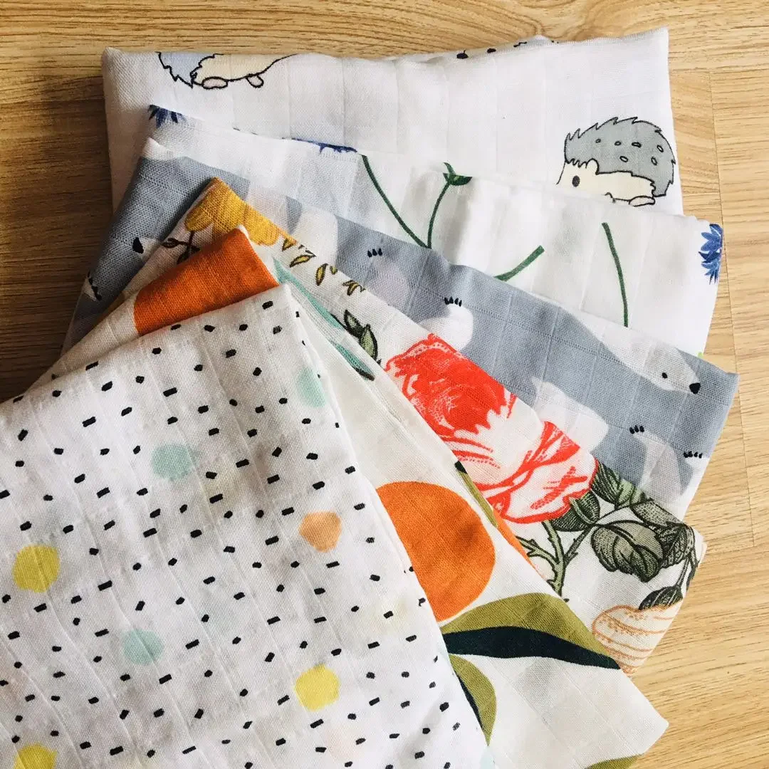 70%bamboo+30% Cotton Muslin Swaddles Wrap Burpy Towel Scraf Bibs Muslin Baby Blankets Newborn Diaper Pielucha 60*60cm 5