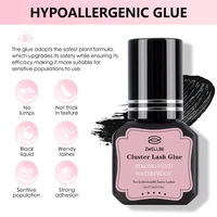 ZWELLBE Lash Clusters Glue 8ml Black Eyelash Glue for DIY Lash Extensions Long-Lasting Waterproof&No Irritation Makeup Tool 2