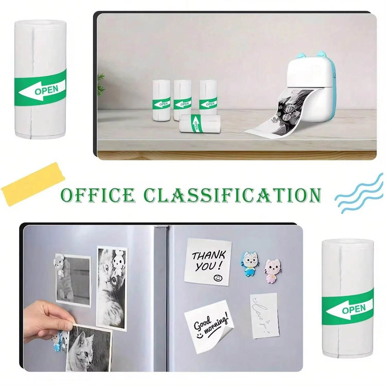 Pocket Printer Portable Printer Mini Pocket Printer 5 Rolls Of Self-Adhesive Paper Portable Thermal Printer For Suitable For Home Office Study And Work