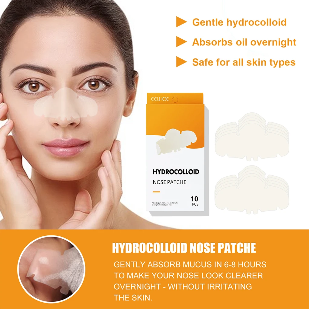 

10 Pieces Nose Patch Pores Hydrocolloid Skin Care Beauty Zits Pimple Patches Black Head Household Overnight Pad