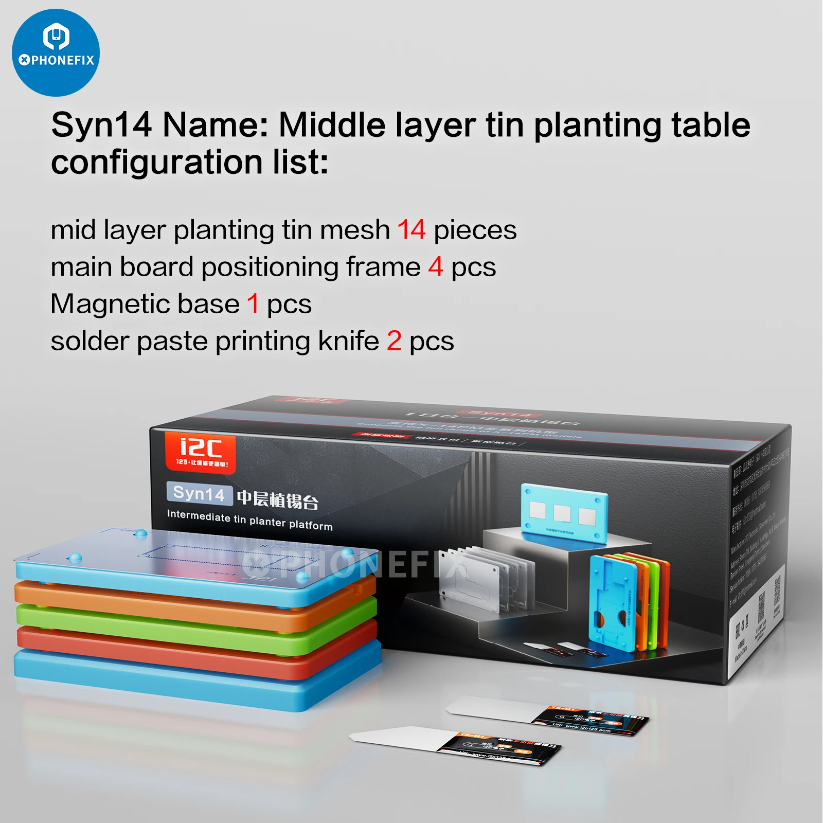 I2C Syn14 RELIFE RL-601T 22 in 1 Universal Motherboard Middle Layer Tin Planting Table for IPhone X-15 Pro Max Repair Steel Net images - 6