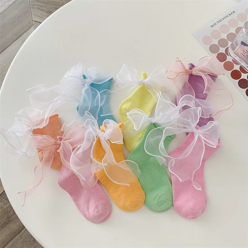 

Cute Baby Girls Cotton Socks Big Bows Toddlers Ankle Sock For Children Socks Candy Color Kids School Sock