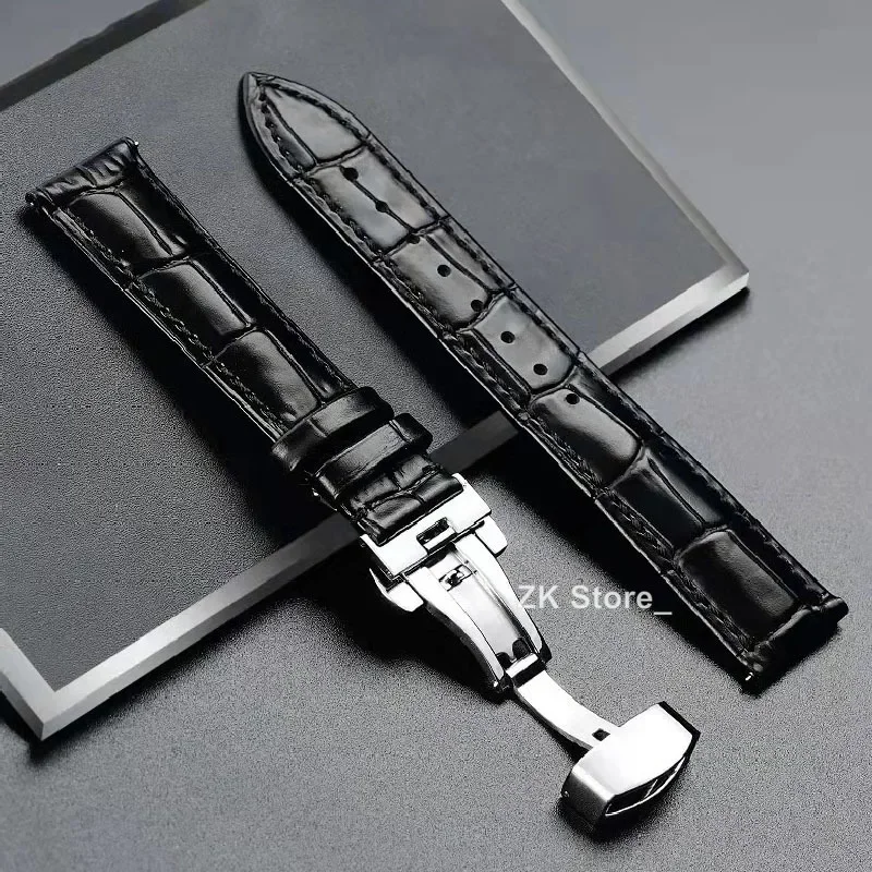 Uhrenarmbänder aus echtem Rindsleder mit Box, 4 mm, 16 mm, 18 mm, 20 mm, 21 mm, 22 mm, 24 mm, Armband, Gürtel, Schmetterlingsverschluss, Uhrenarmband – Detail 6