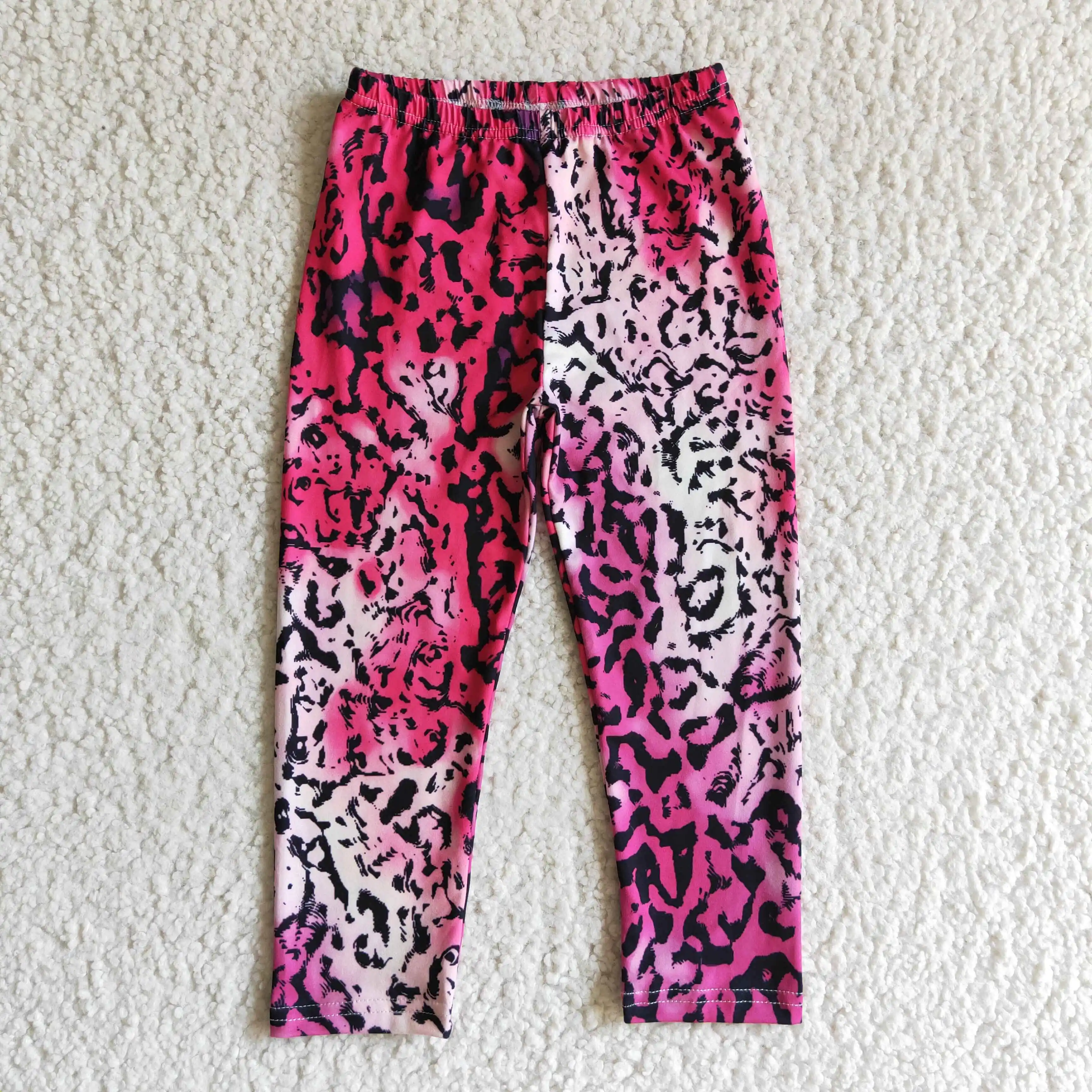 P0014 Ragazza Vendita Calda Rosa Rossa Leopardo Pantaloni Lunghi Bambini Leggings Elastici In Vita