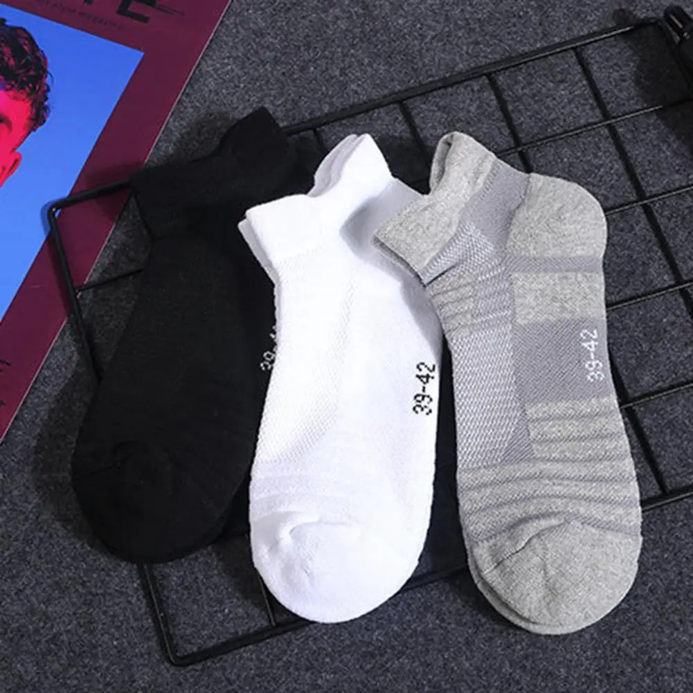 Socks Solid Color Thickening Men Running Football Basketball Short Socks for Sports