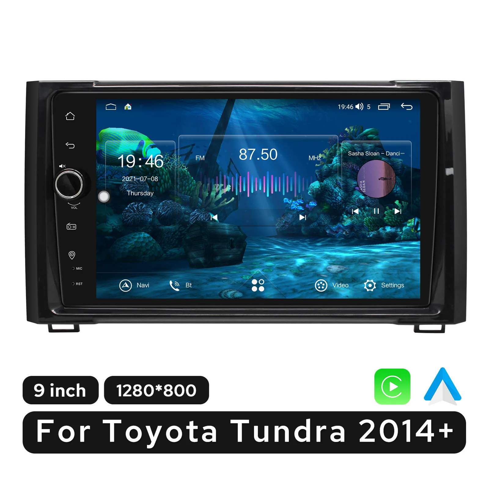 

Replacement Android 10 After-Market Car Radio System Head Unit For Toyota Tundra 2014+ Built-In DSP Carplay Wireless Multimedia