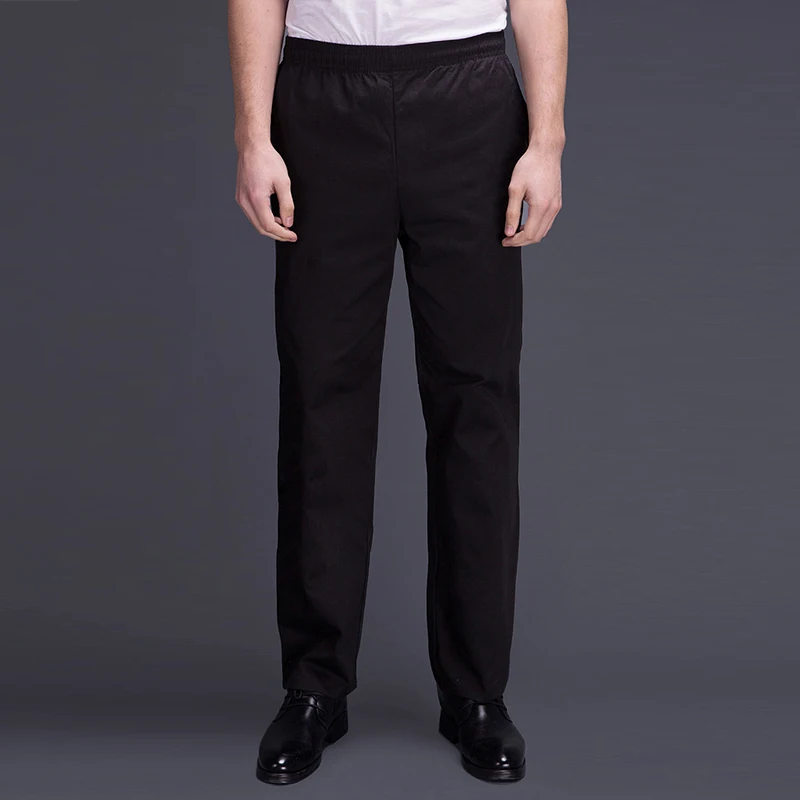 Chef Uniform Restaurant Pants Summer Thin Kitchen Trouser Chef Pants For Men Black Elastic Waist Bottoms Food Service