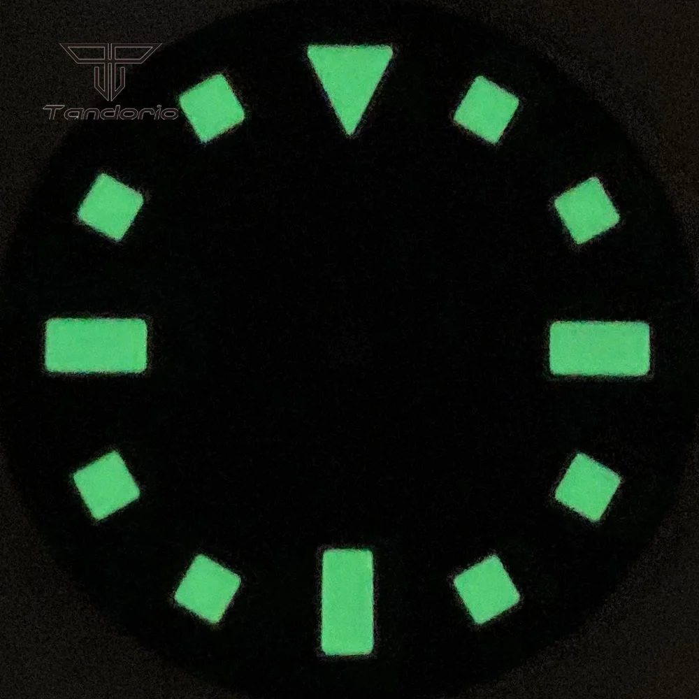 Matte Finish 29mm Watch Dial with Green Luminous Details in Blue/Black/Green