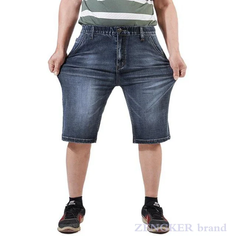 Summer Denim Shorts Men's Five-Point Pants Plus Size Loose Elastic Waist 50 52 Oversized