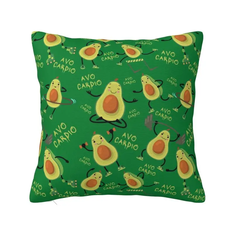 

Green Avo Cardio Funny Fitness Avocado Pattern Throw Pillow Case Decor Home Luxury Cushion Cover Soft Pillowcase