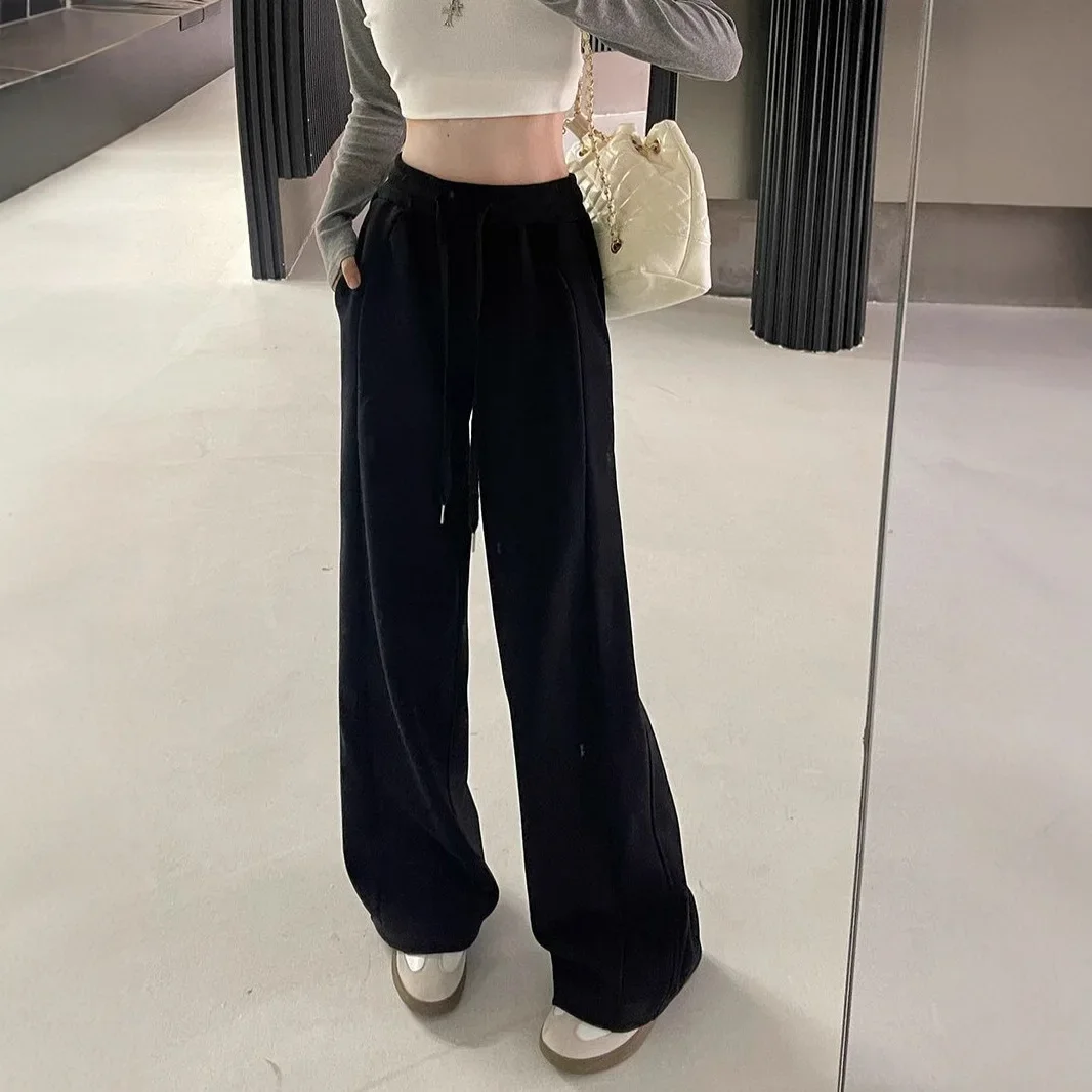 High Waist Drapey Wide Leg Casual Sports Pants Women's Spring Autumn Winter plus Size Loose Fit Sweatpants Fashionable Female Cl - Image 3