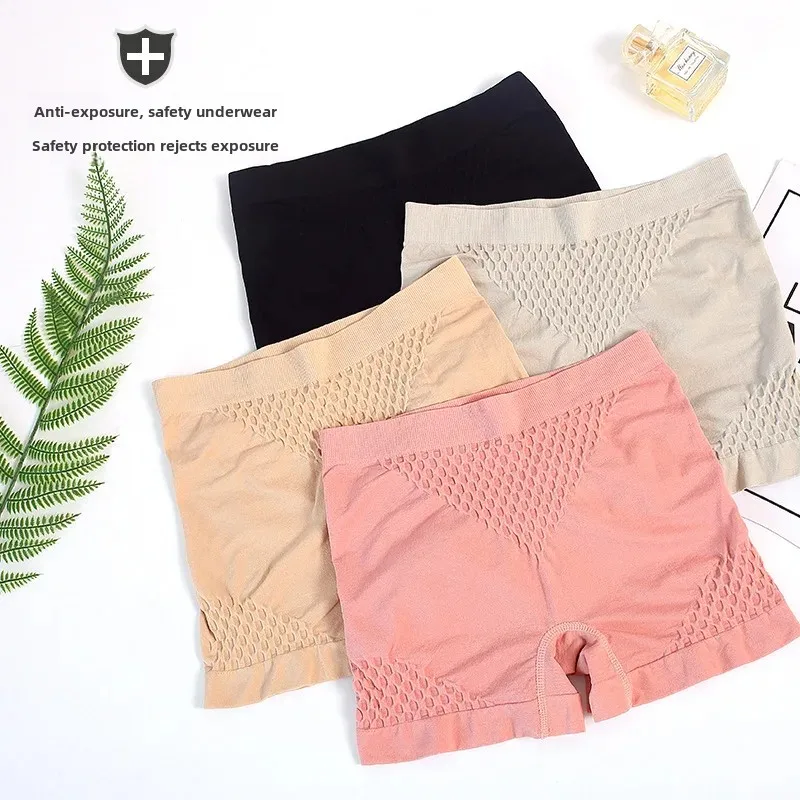 Women's Comfortable Mid-Waist Underpants Cotton Crotch Boxer Shorts Breathable Seamless Slimming Shapewear Briefs