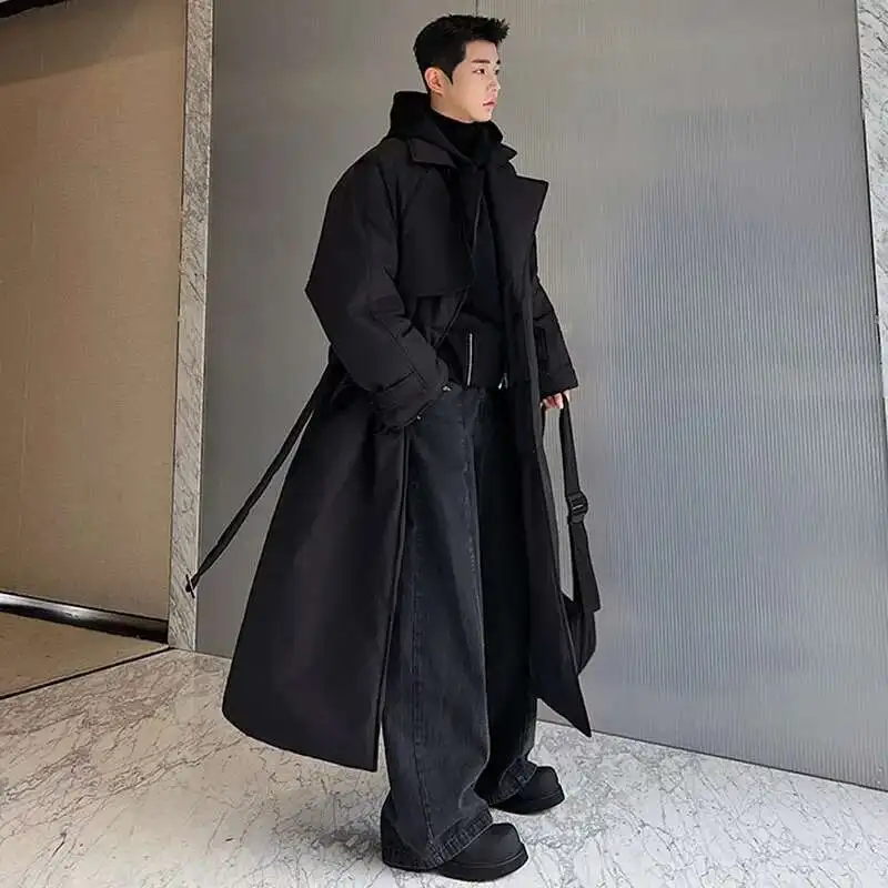 LUZHEN Winter Stylish Double Breasted Long Padded Coat Men&rsquo;s Original Design Thickened Knee-length Trench Trendy New Cac4db