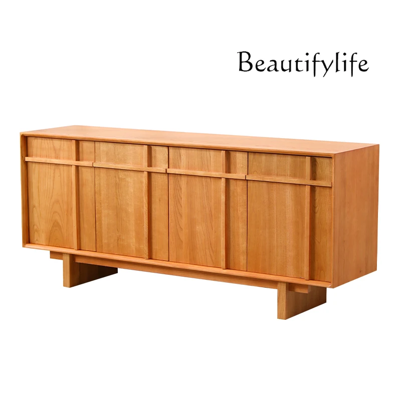 

Nordic Solid Wood Sideboard Modern Medieval Storage Cabinet Oak Chest of Drawers Living Room Tea Cabinet