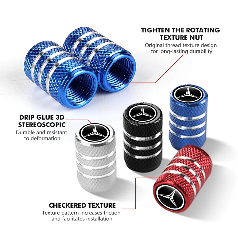 Tire Valve Caps for Benz Car W202 W212 W126 W140 W168 W177 CLS GLE GLC GLS CLA