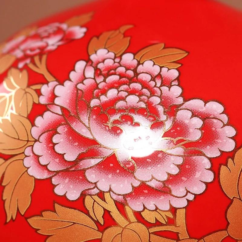 3031 Chinese Red Ceramic Vase Decoration Handiwork Chinese Household Living Room Decorations Birthday Gift Ceramic