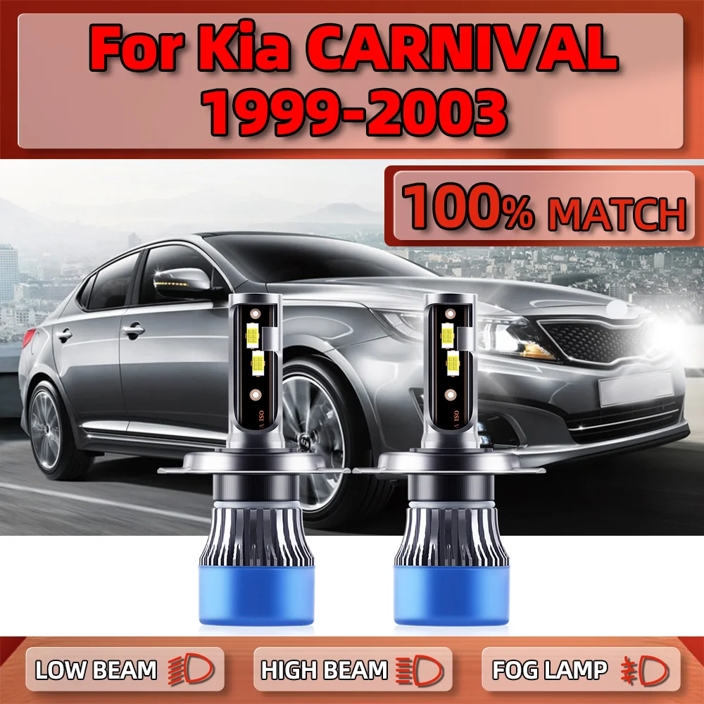 

H4 LED Headlight Bulbs 120W 20000LM Car Headlamps 6000K White Auto Lights 12V For Kia CARNIVAL 1999 2000 2001 2002 2003