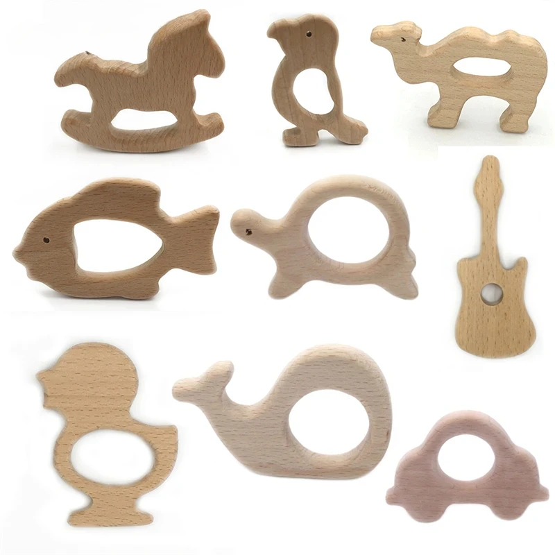 

ABCPICK 10pcs Wooden Toddler Gift Handmade Animal Shape DIY Pacifier Chain Bracelet Jewelry Making Handmade Accessories