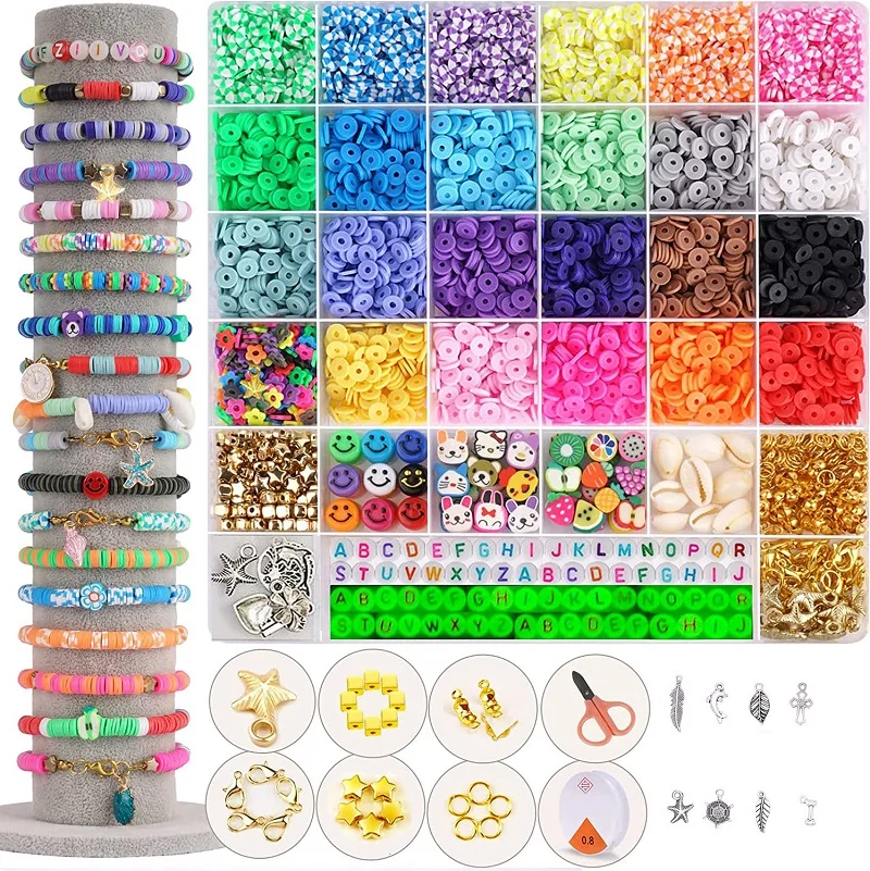 3600PCS Polymer Clay Bead Set 6MM Rainbow Color Flat Chip Bead For Boho  Bracelet Necklace Making Letter Bead Accessories Kit DIY - AliExpress