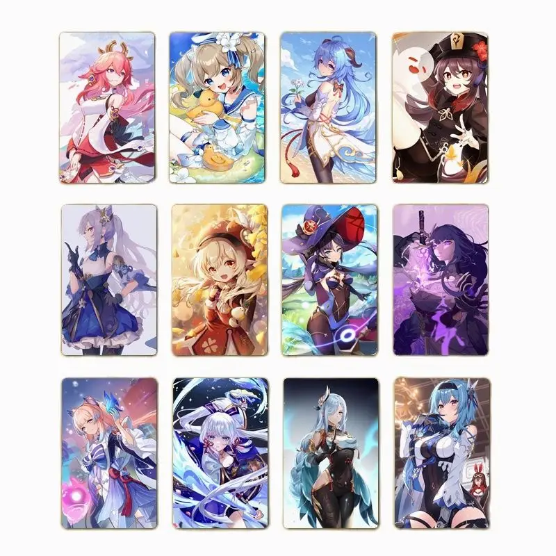 

8Pcs/set Anime Genshin Impact Game Collection Card Ganyu Kamisato Ayaka Walnut Inazuma Frosting Card Peripheral Children's Gifts