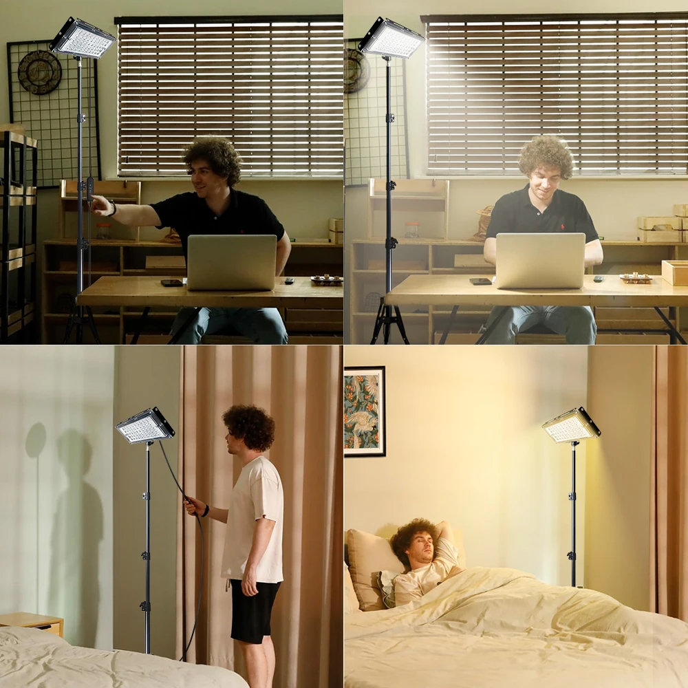 Floor Lamp Outdoor with Timer, Adjustable Color Temperature & Brightness, LED Stanging Work Light for Living Room Garden Camping