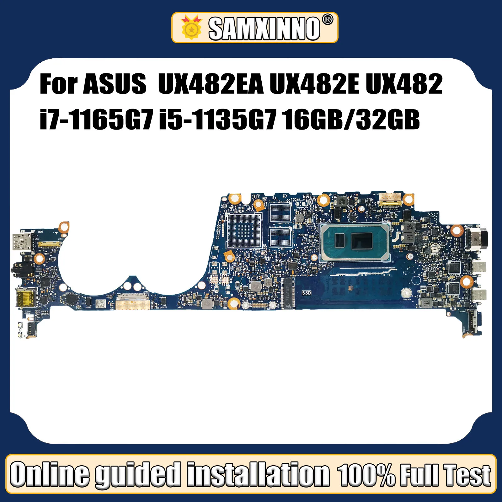 Материнская плата для ноутбука UX482EG Материнская плата ASUS 14 UX482EA UX482E UX482 с/Φ 16 Гб/32GB-RAM 100% тест