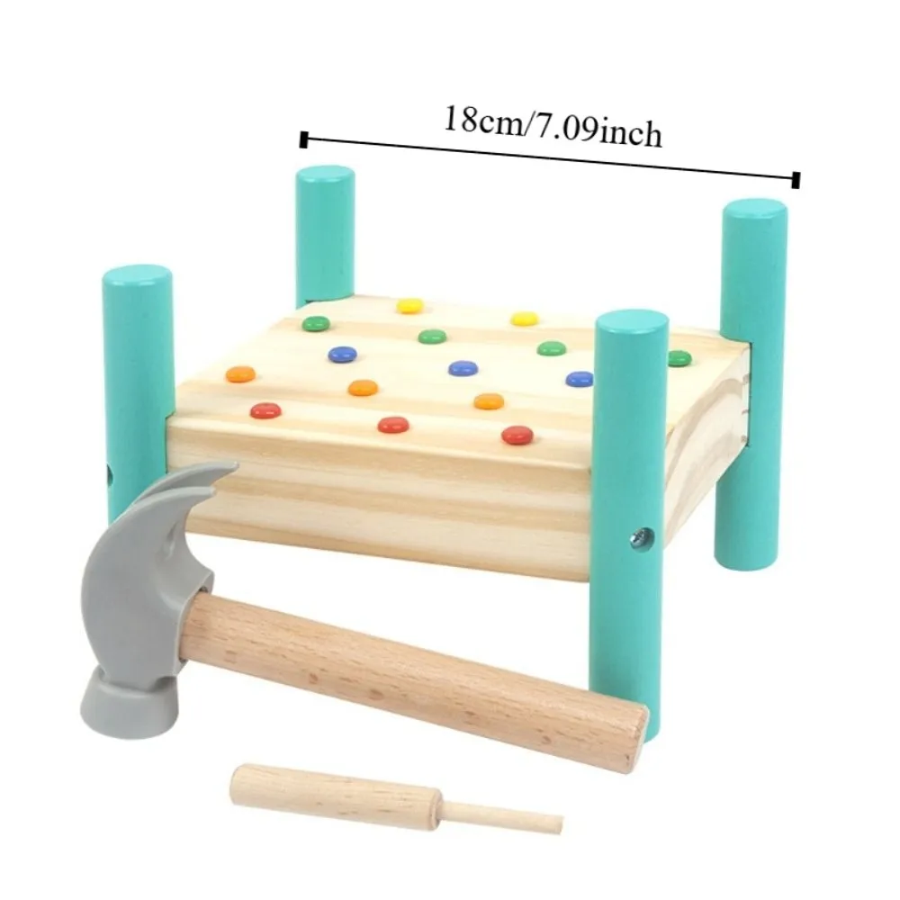Montessori Knock Nails Tool Wood Early Learning Double Sides Pegboard Portable Colorful Baby Hammer Hit Wooden Toys