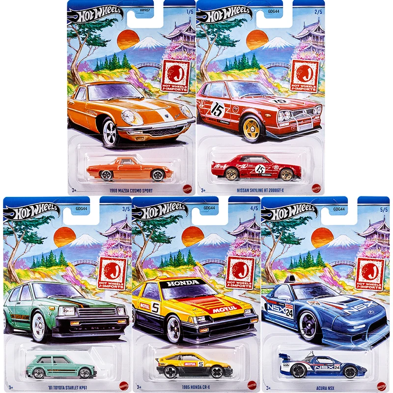 Original Mattel Hot Wheels GDG44 Car 1/64 Diecast J-Imsports Mazda Nissan Skyline GT2000 Vehicle Toys for Boys Collection Gift