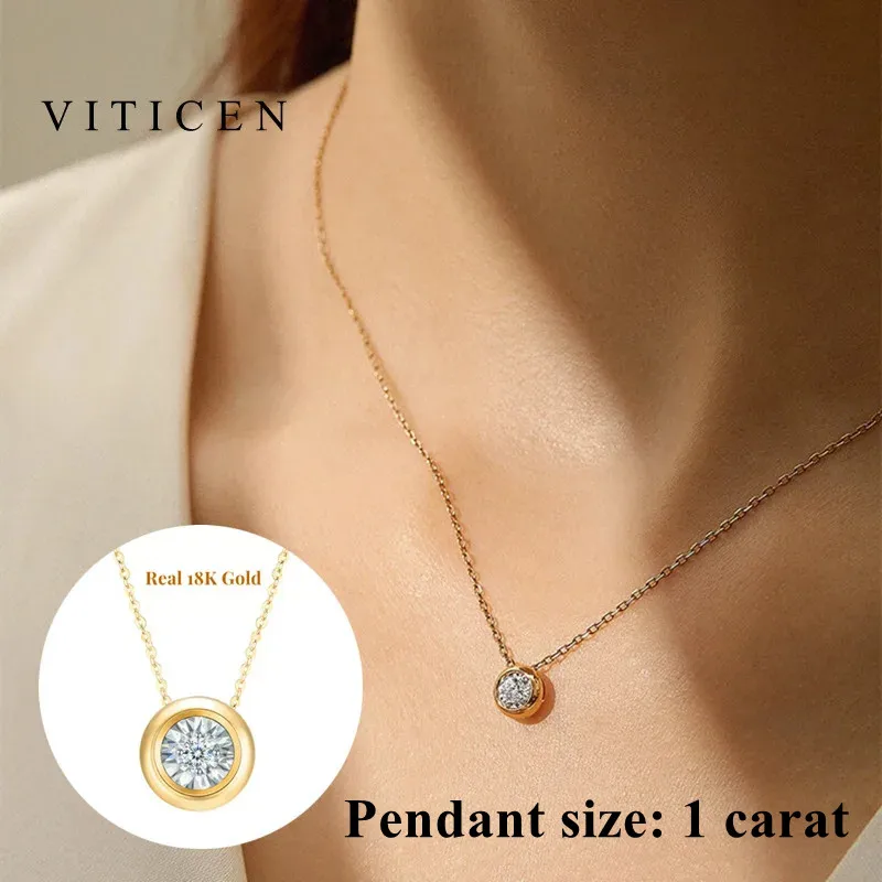 Moissanite Necklace Gold Necklace 18K Gold Real Diamond Stud Earrings Fine Jewelry For Woman