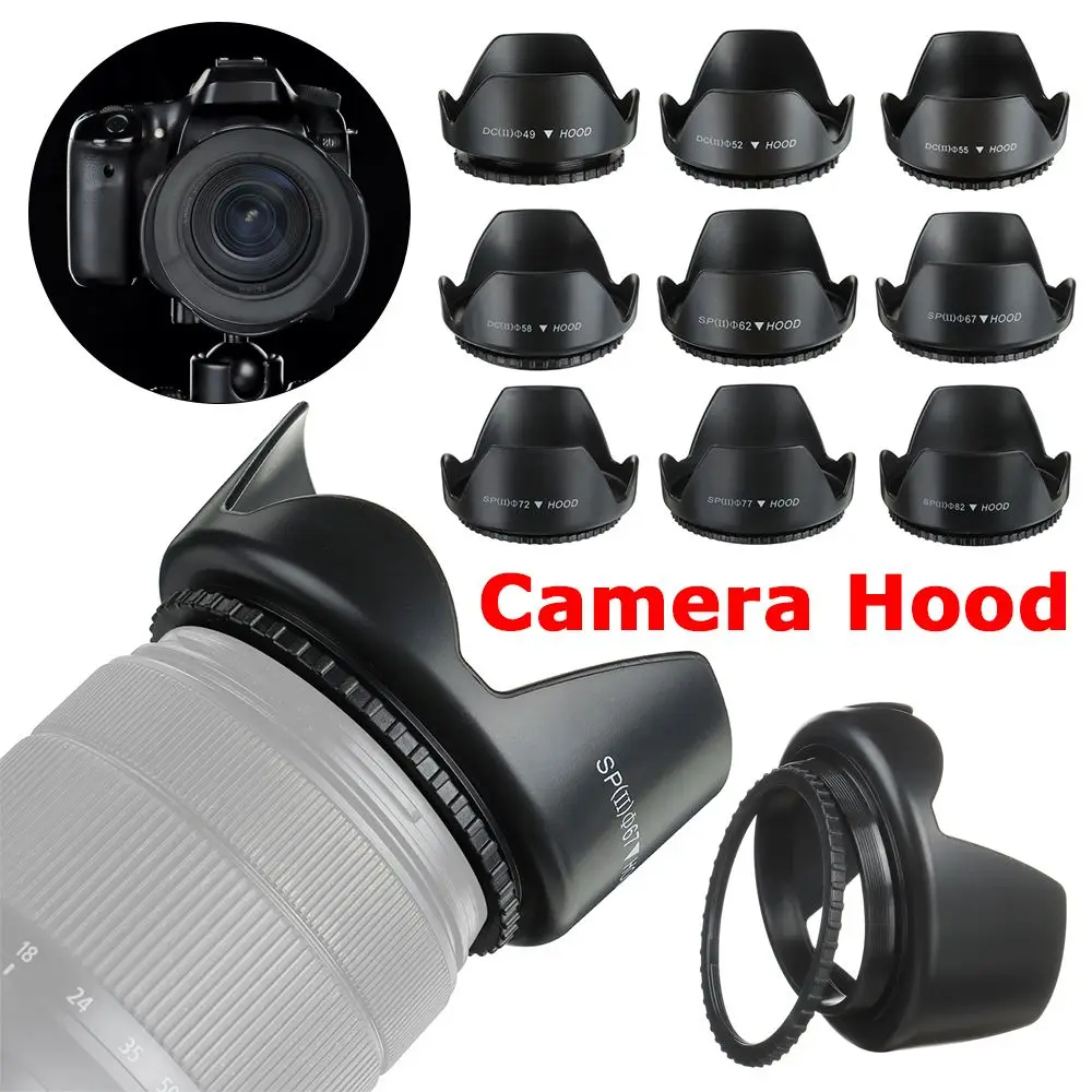Camera Lens Hood Lens Hood 49mm 52mm 55mm 58mm 62mm 67mm 72mm 77mm Screwed Flower Petal For Canon Nikon Sony Camera Lens