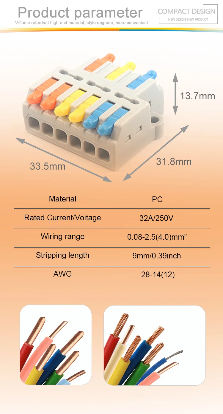 Conector de Fiação Pces Butt Compact Splicing Fio Conector Plug-in Condutor Terminal Bloco Spl-2 3 2 Pinos Mini Rápida 30 - 50 100 fio conector plug-in condutor terminal bloco SPL-2