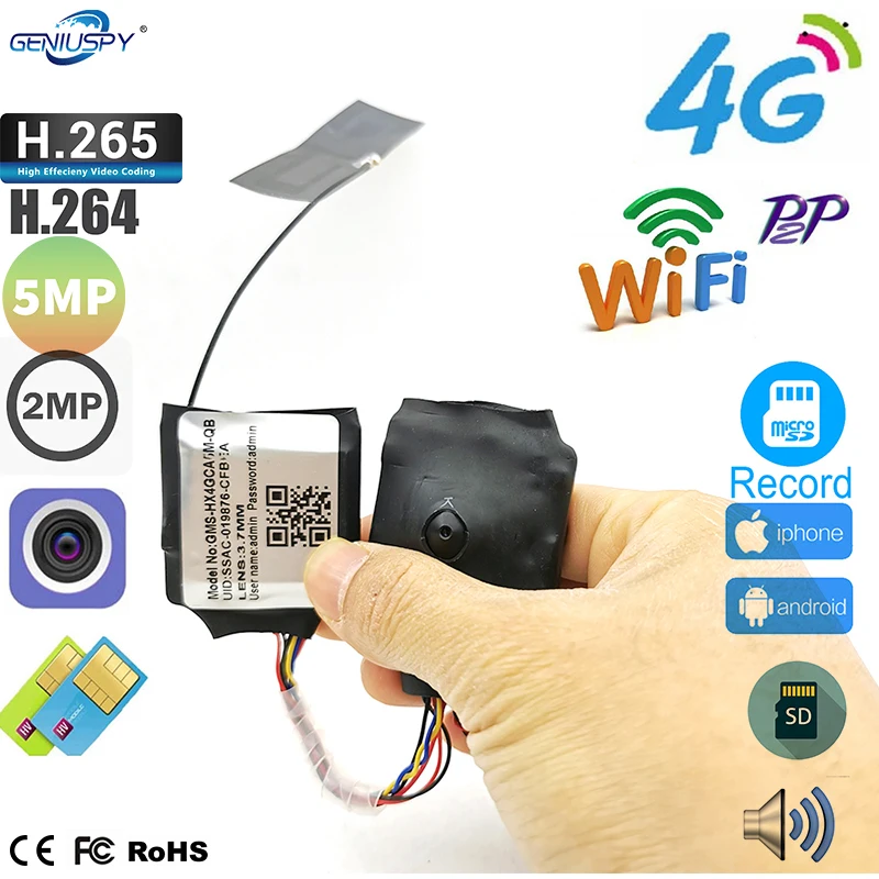 

Camhi DIY 5MP 3G 4G SIM Lte IP Camera Module 5MP IMX335 1920P imx307 2MP Wireless MINI 4G Pin hole Covert Audio TF Card Slot