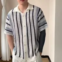 Polo Shirt Style Men's Knitted Short Sleeve Hollow out Business T-Shirt Thin Summer Casual Wear from Mainland China