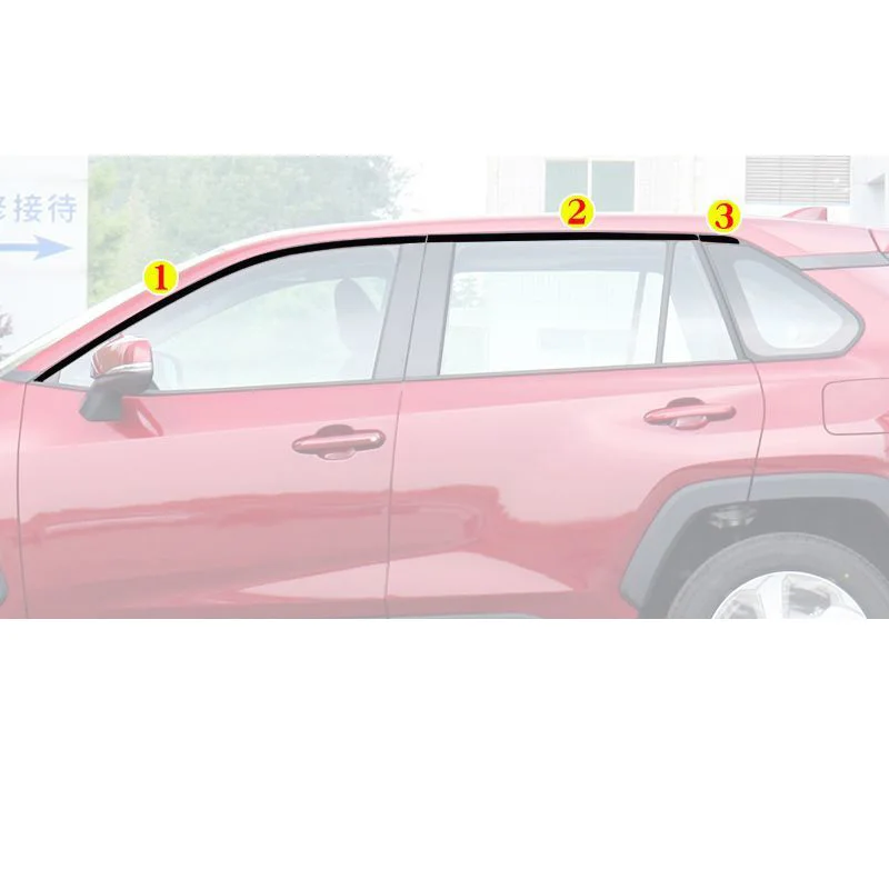 トヨタ RAV4 XA50 2019-2024 ステンレス製 ブラック 外装 ウィンドウモールディング ストリップ シルサイドカバー トリム クロームデリート対応