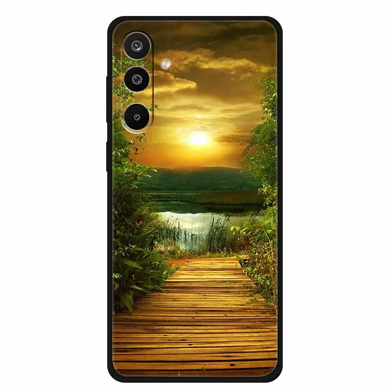 Floral Printed Silicone Phone Case - Black TPU Cover