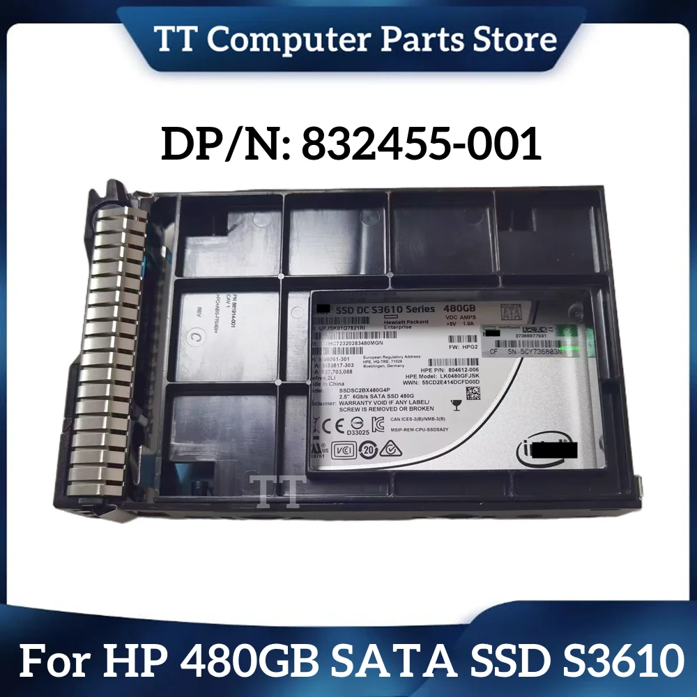 Tt Per Hp 480Gb Sata Ssd S3610 2.5-3.5 Ssd 832455-001 Fast Ship