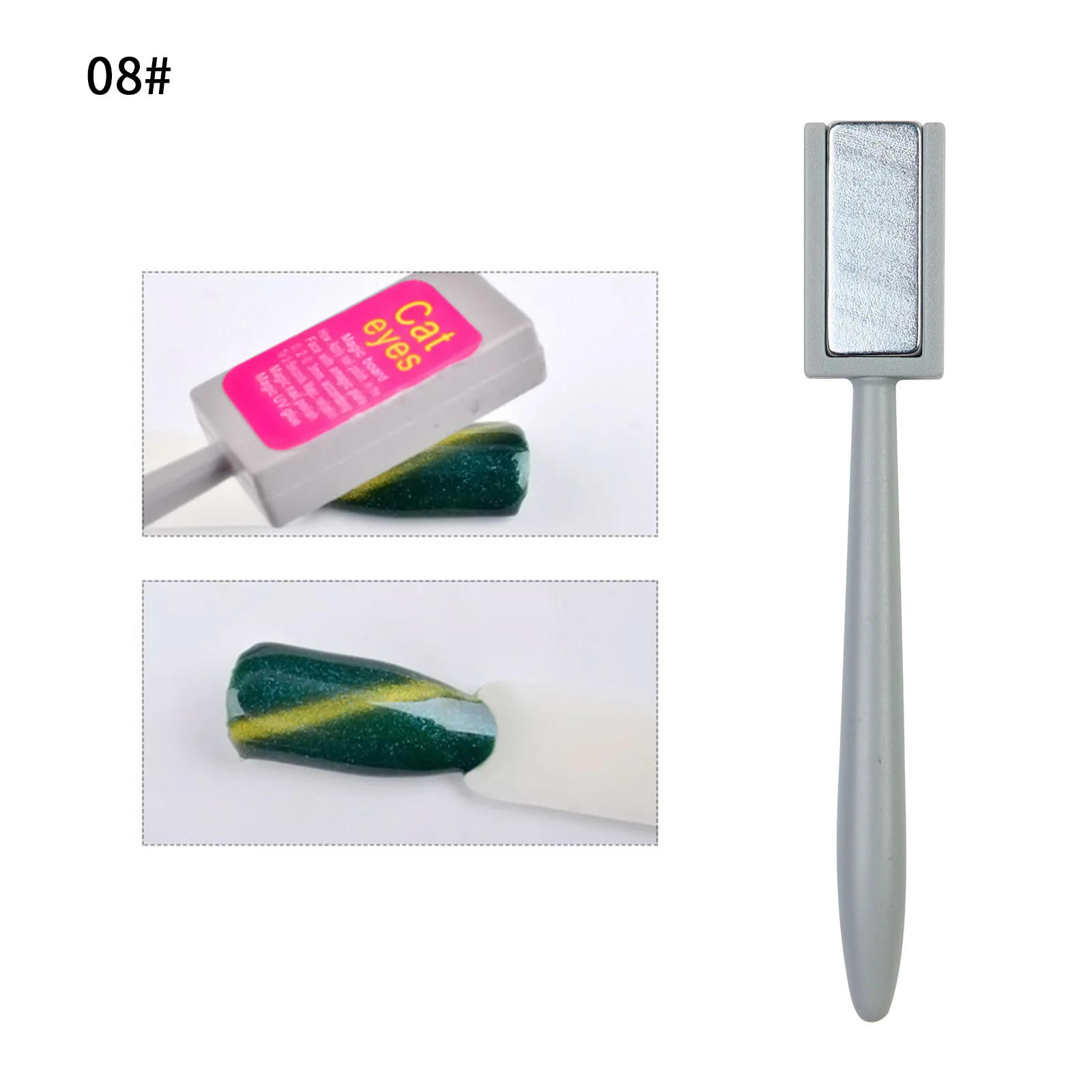 Magnetic Nail Art Tools Cat Eye Nail Tool Magnetic Nail Tools Magnetic Nail Pen 8 Styles Super Strong Thick Strip Magnet Cat Eyes Magnet for Nail Gel Polish Line Strip Effect Multi-shaped Pen Tools