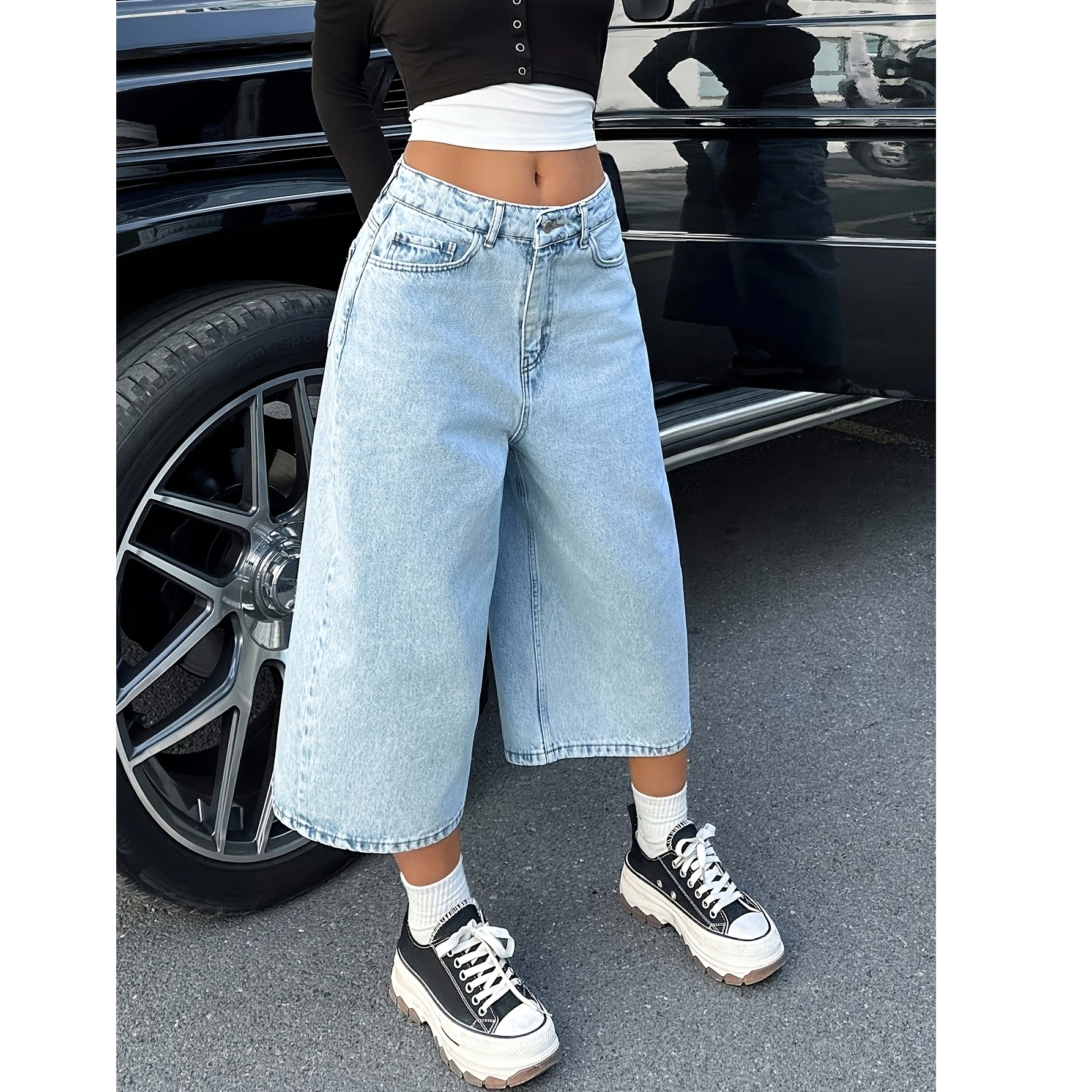 Cropped Pants for Women Straight Leg Jean Light Blue High Waist Loose Denim Y2K Casual Retro Street Vibe Summer Chic Fit