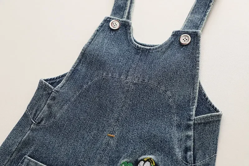 New Spring Autumn Cotton Cartoon Pattern Children Boys Girls Fashion Denim Camisole Pants Kid Overall Long Pants 0-5 Years